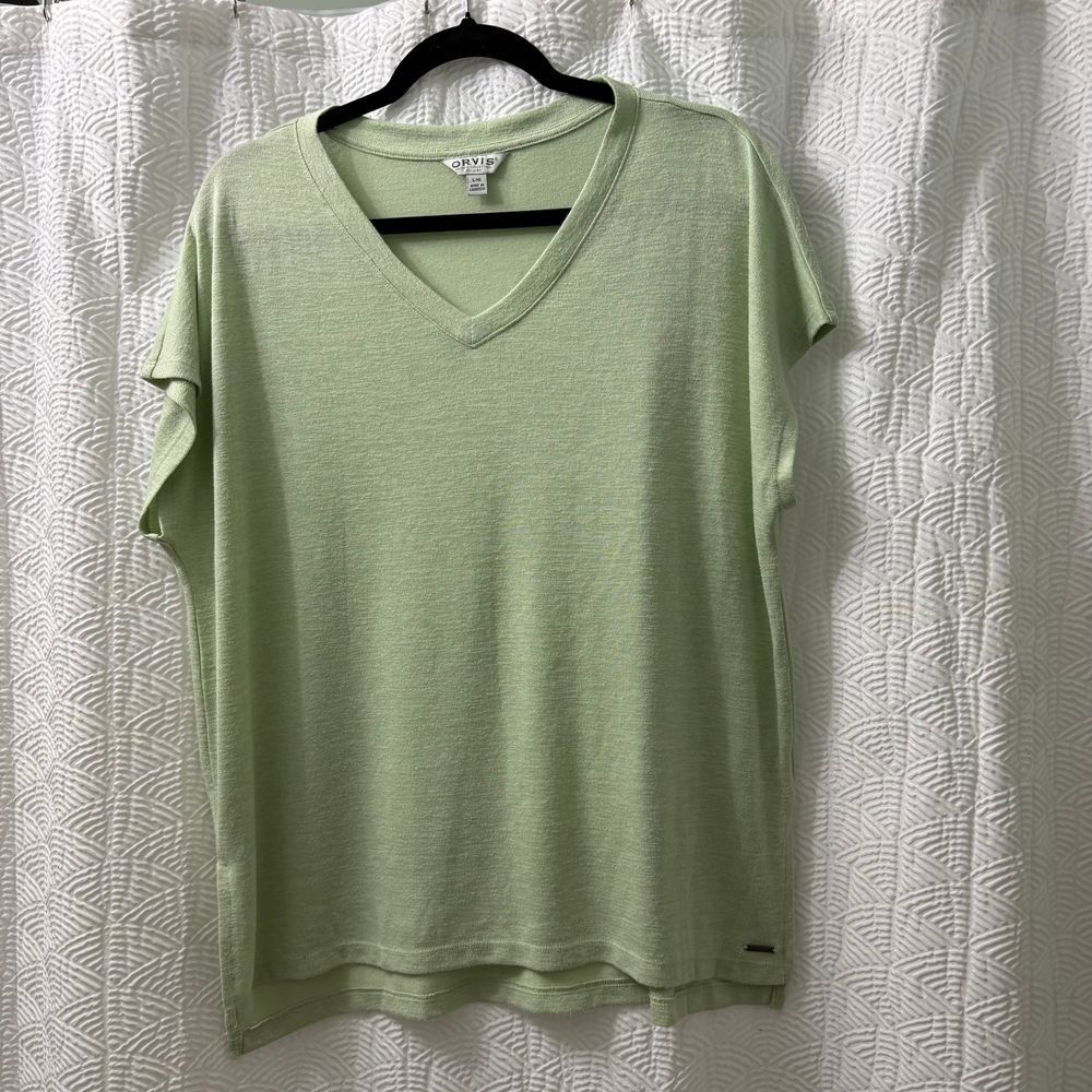 Orvis‎ Women's Knit green Top V Neck Size Large